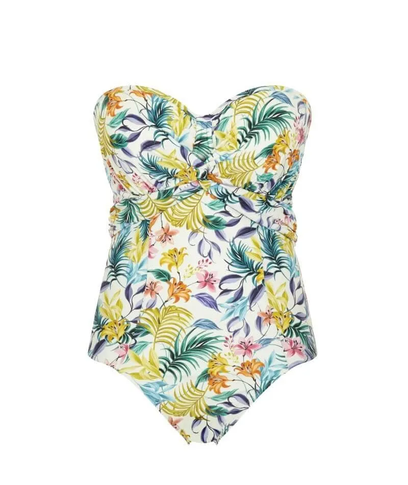 Panache Swimwear Botanical Padded Bandeau One Piece Swimsuit - Floral