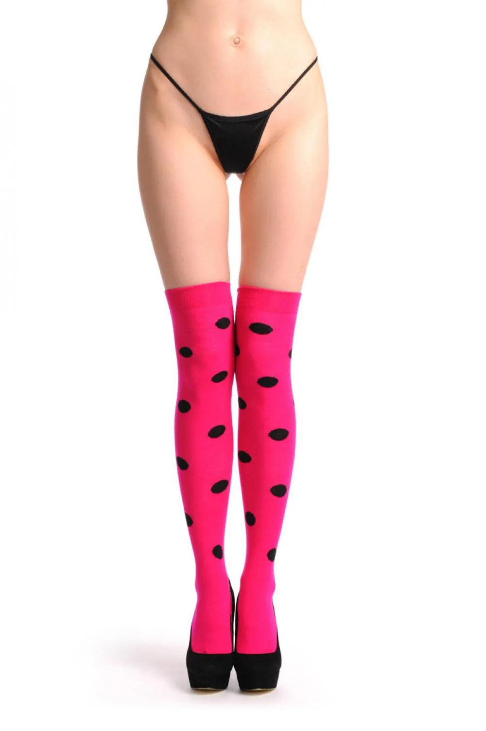 Pink Polka Dot With Black Bow Warm Cotton