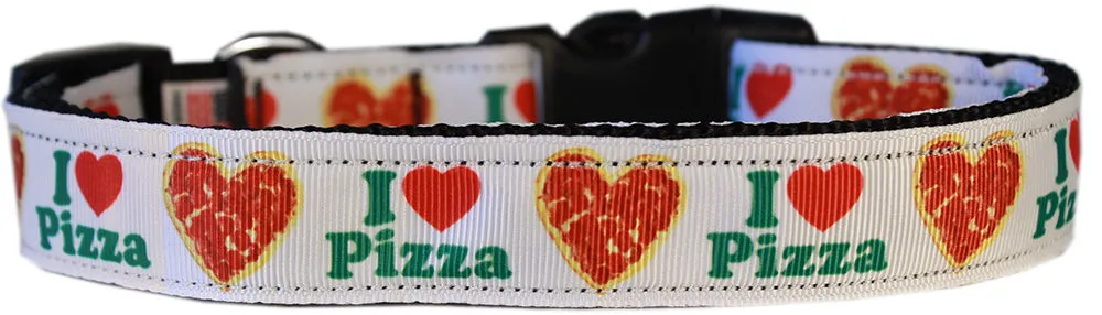 Pizza Party Nylon Dog Collar Md