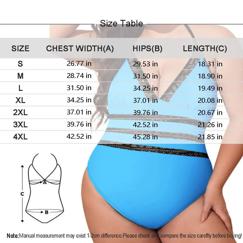 #Plus-Size Swimsuit-Custom Face American Flag Swimsuits Personalized Women's New Strap One Piece Bathing Suit Celebrate Holiday