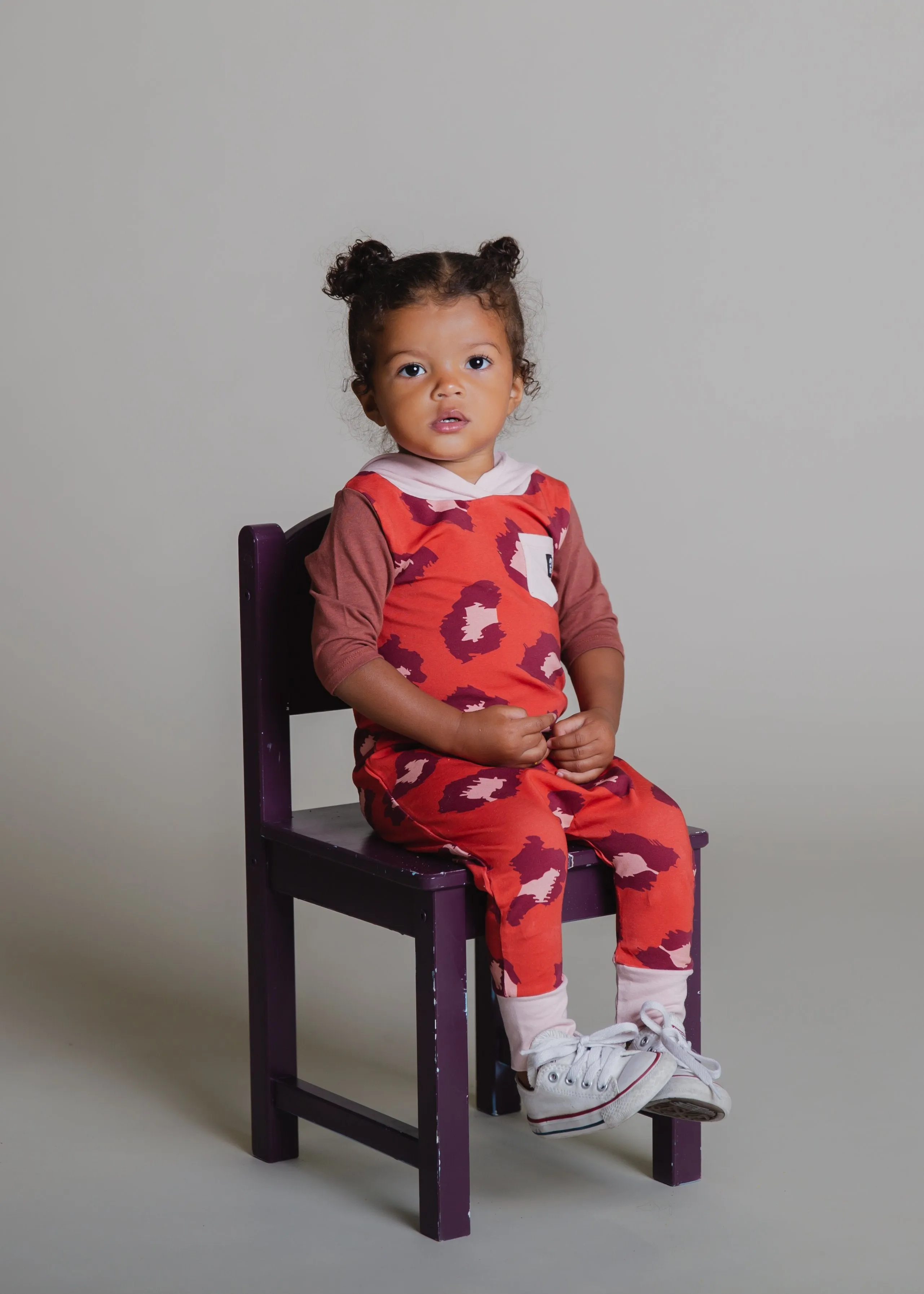 Rags - Girls 3/4 Sleeve Hooded Rag in Spiced Coral Leopard