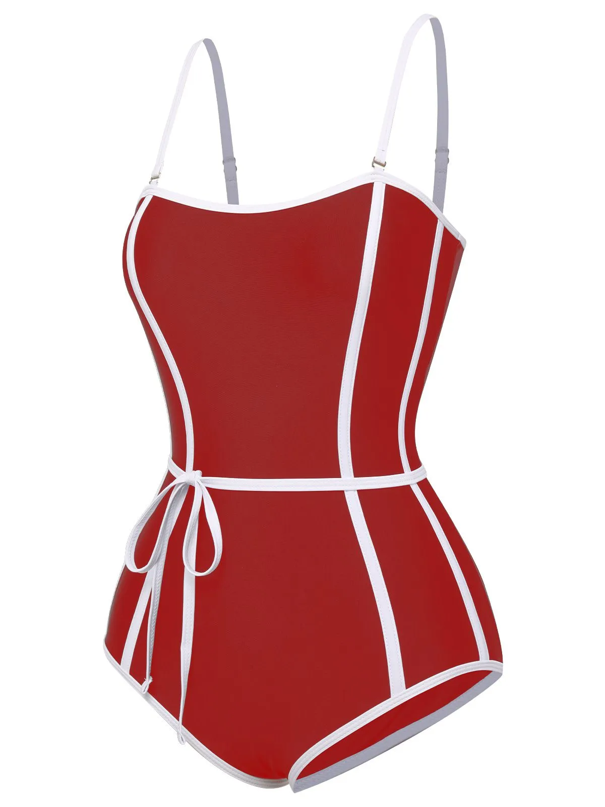 Red 1960s Lined Sling One-Piece Swimsuit