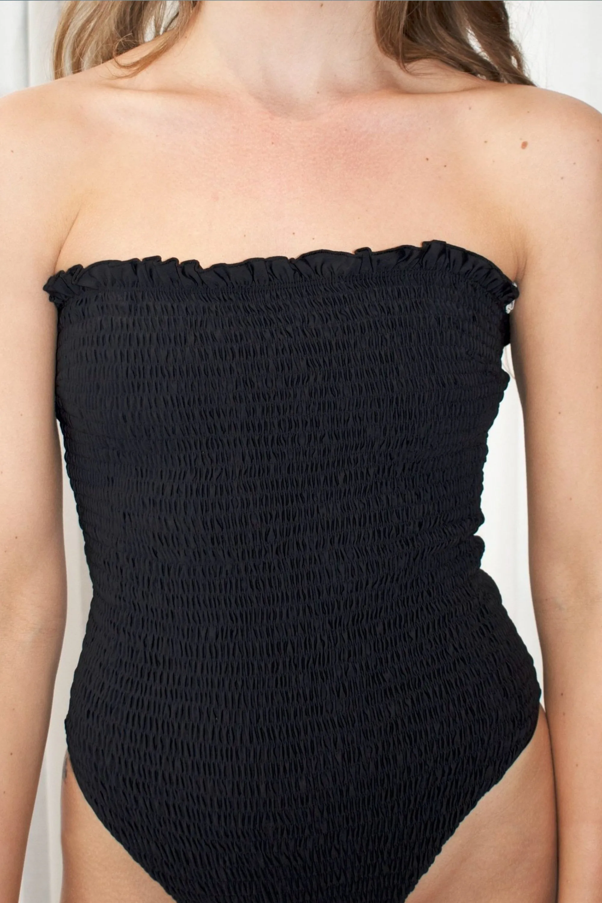 Rosalie Black Texture Bandeau One Piece