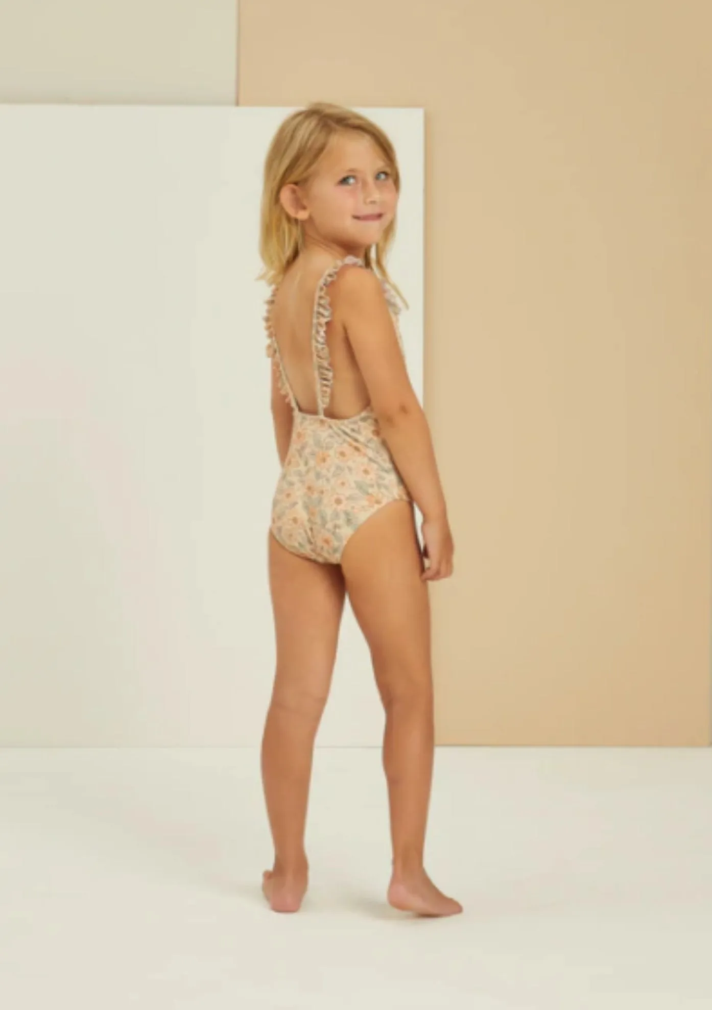 Rylee   Cru Swim Baby to Youth Girls Arielle Blush Floral One Piece Swimsuit