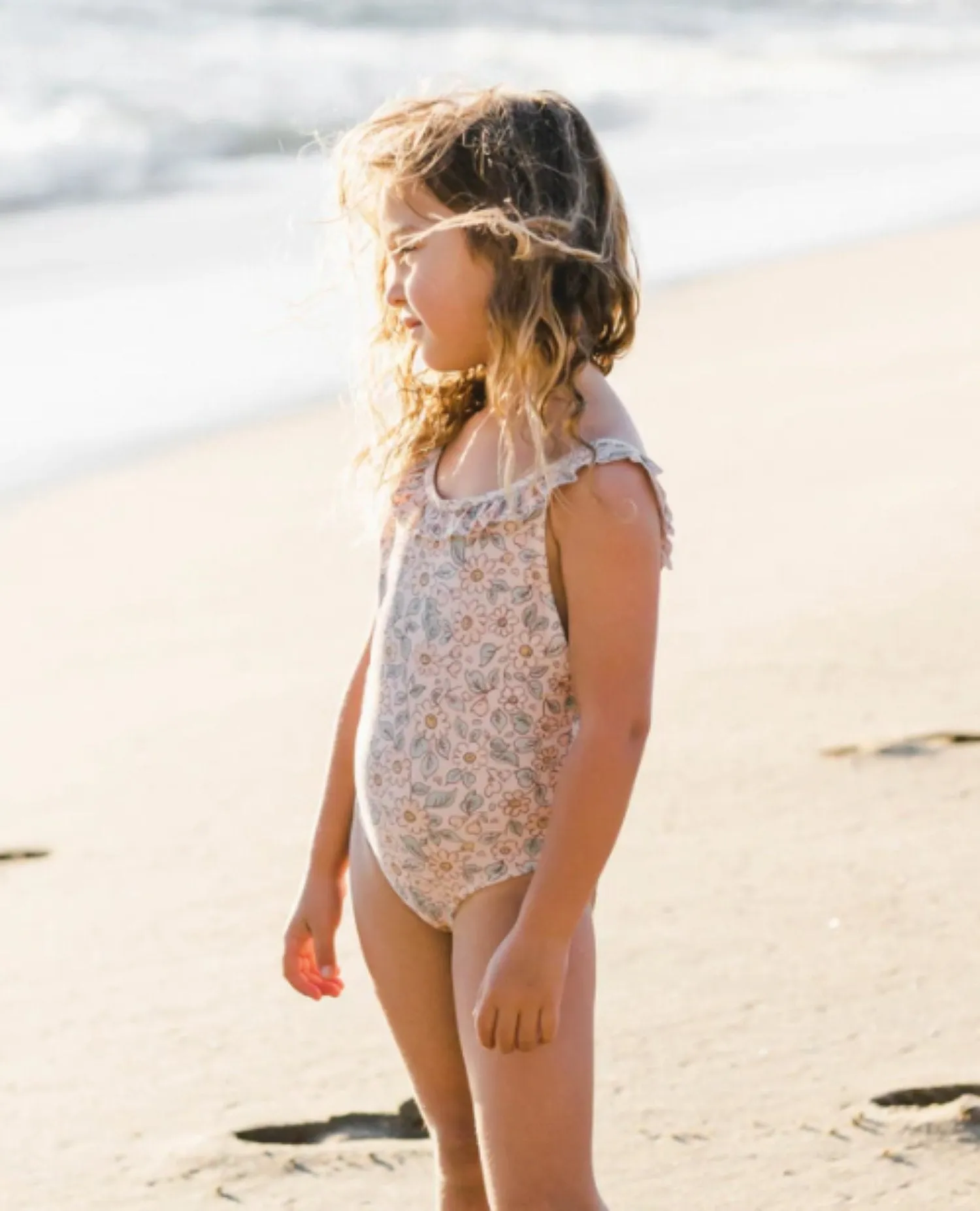 Rylee   Cru Swim Baby to Youth Girls Arielle Blush Floral One Piece Swimsuit