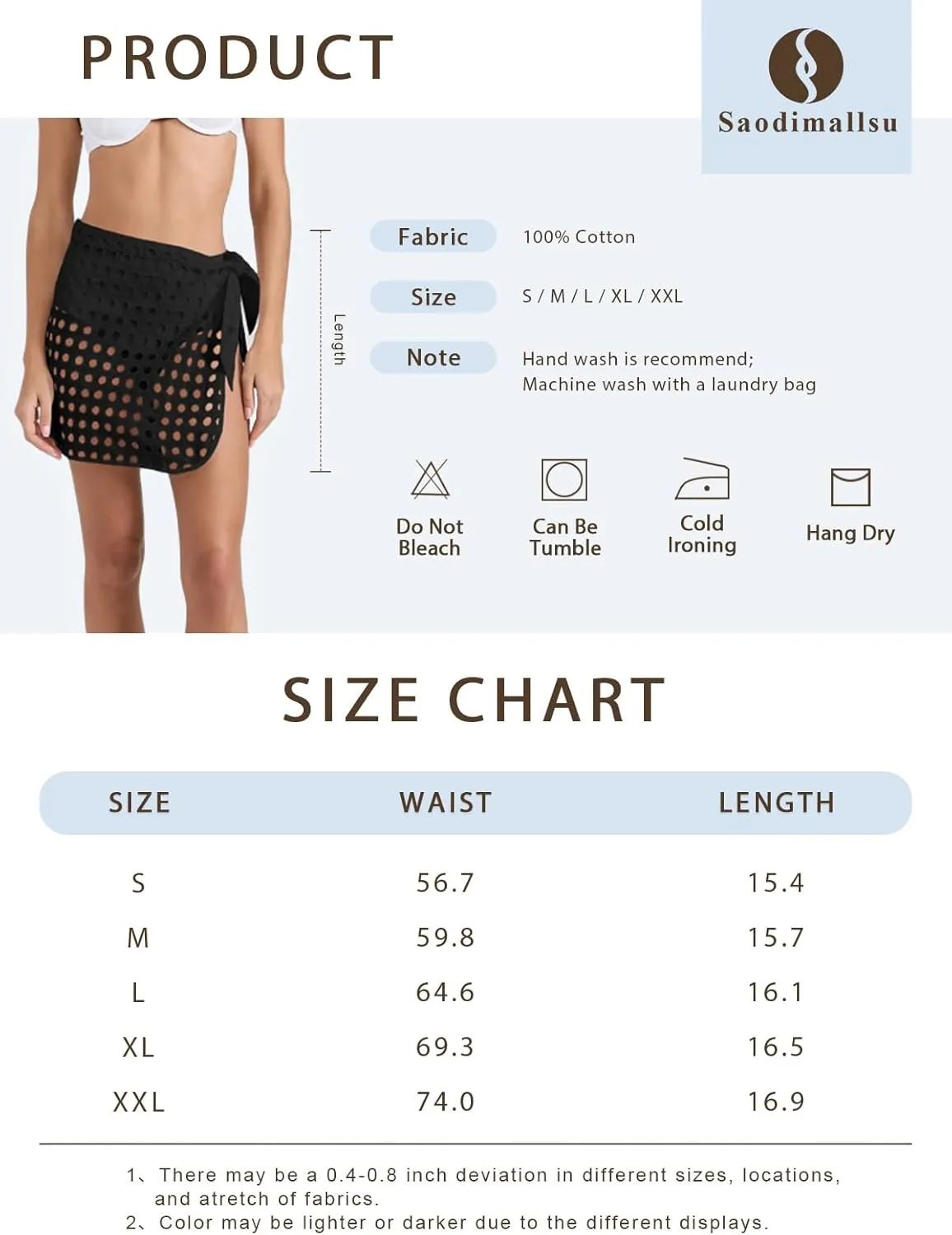 Saodimallsu Women's Crochet Cover Up Skirt 2024 Beach Mesh Slit Tie Waist Mini Wrap Skirts Pareo Swimwear Coverups