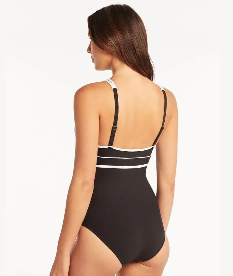 Sea Level Elite Panelled Longline One Piece Swimsuit - Black