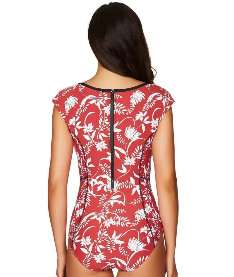 Sea Level Maui Cap Sleeve Watersport One Piece Swimsuit - Paprika