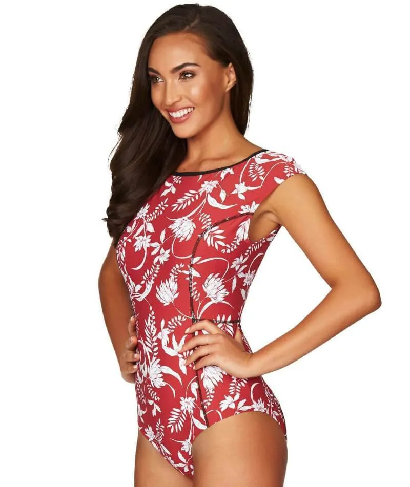 Sea Level Maui Cap Sleeve Watersport One Piece Swimsuit - Paprika