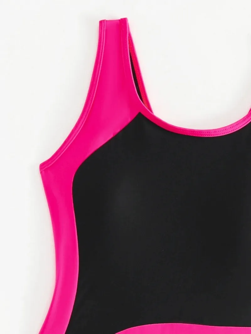Sexy Patchwork One-Piece Closed Swimsuit for Women - SF1845