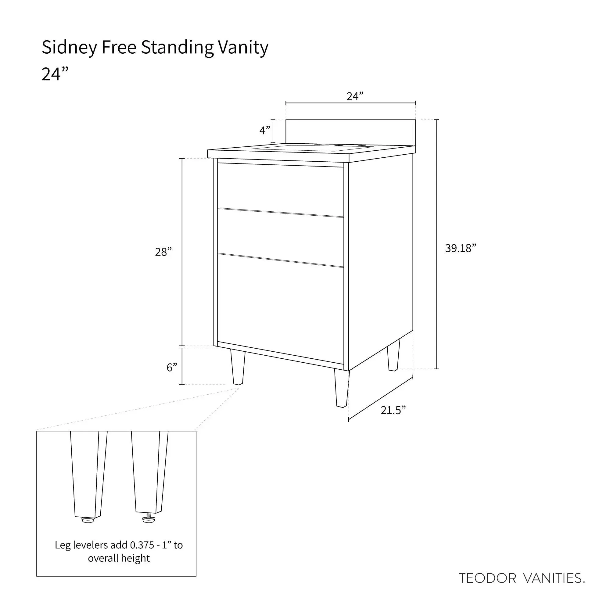 Sidney 24" Matte Black Bathroom Vanity