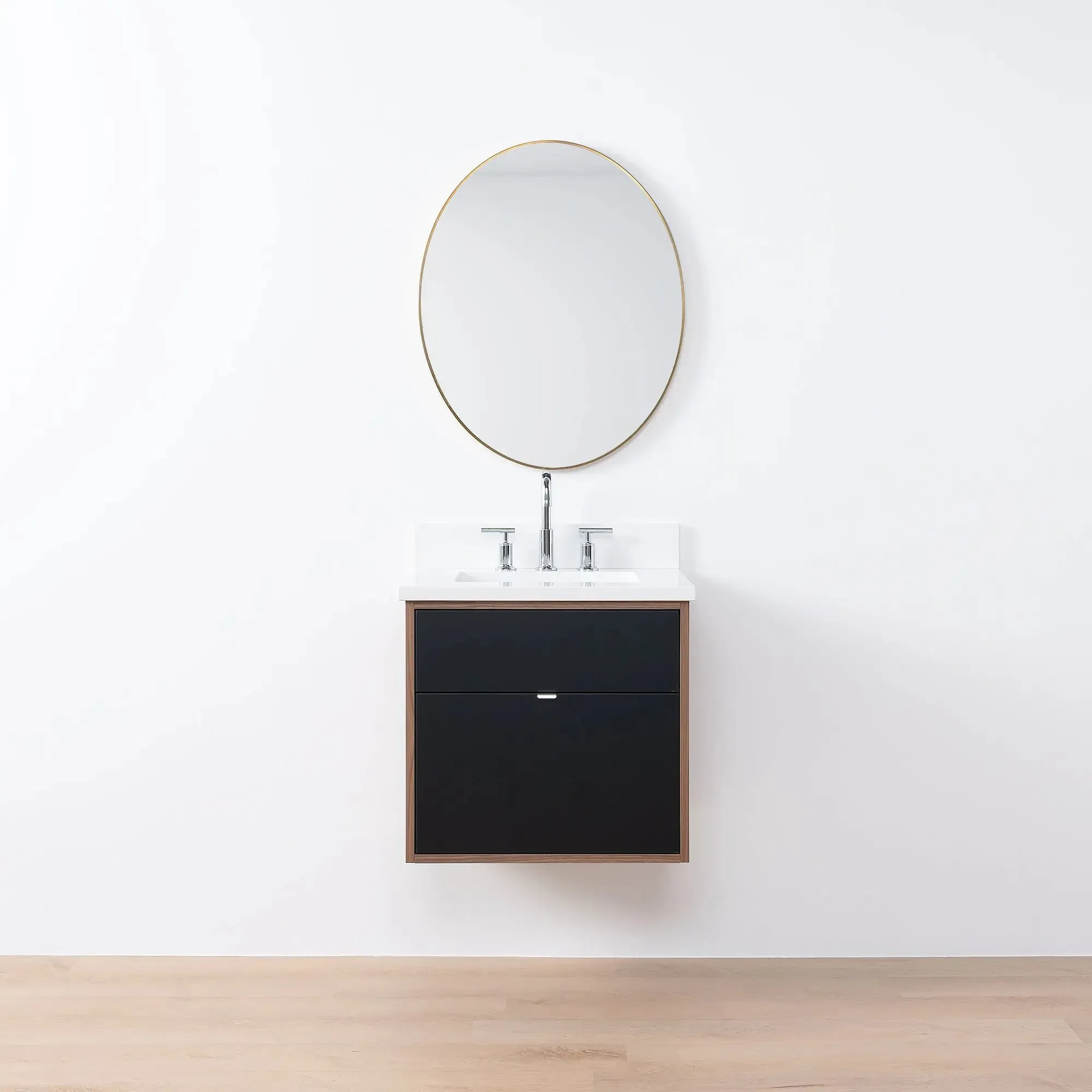 Sidney SLIM 24" Wall Mount Matte Black Bathroom Vanity