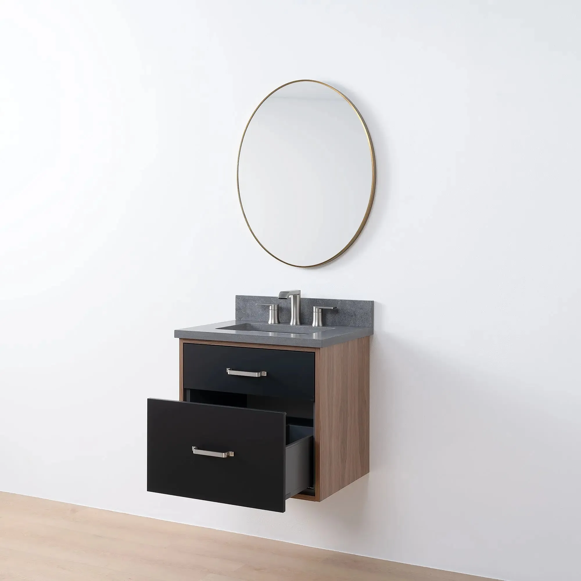 Sidney SLIM 24" Wall Mount Matte Black Bathroom Vanity