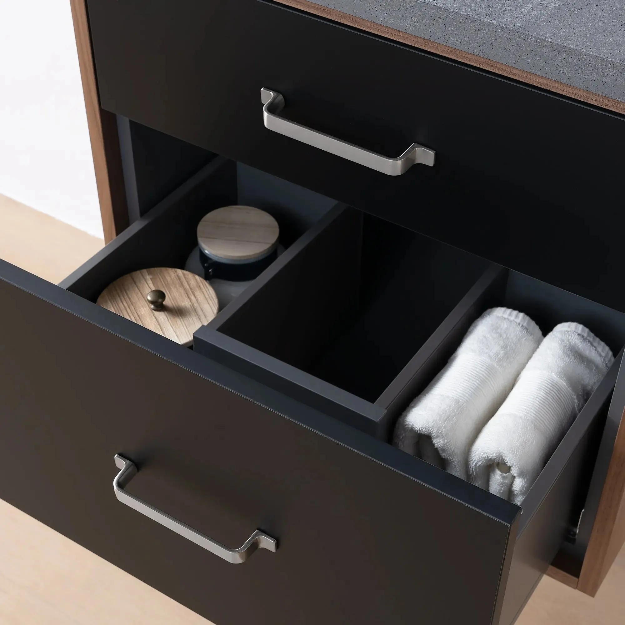 Sidney SLIM 24" Wall Mount Matte Black Bathroom Vanity