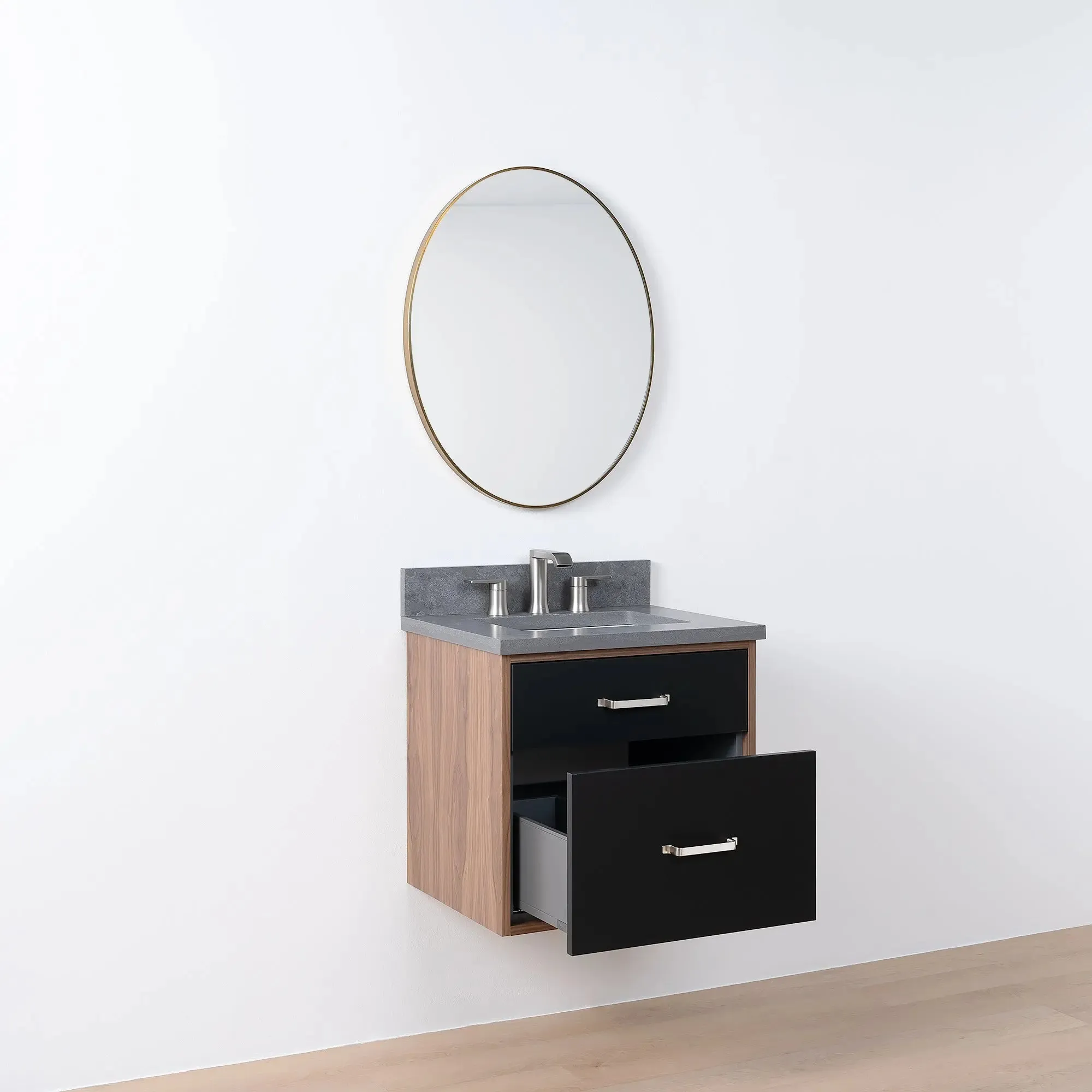 Sidney SLIM 24" Wall Mount Matte Black Bathroom Vanity