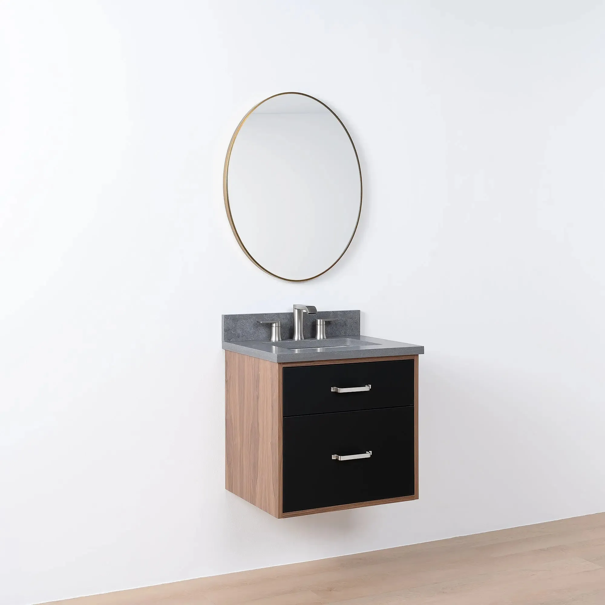 Sidney SLIM 24" Wall Mount Matte Black Bathroom Vanity