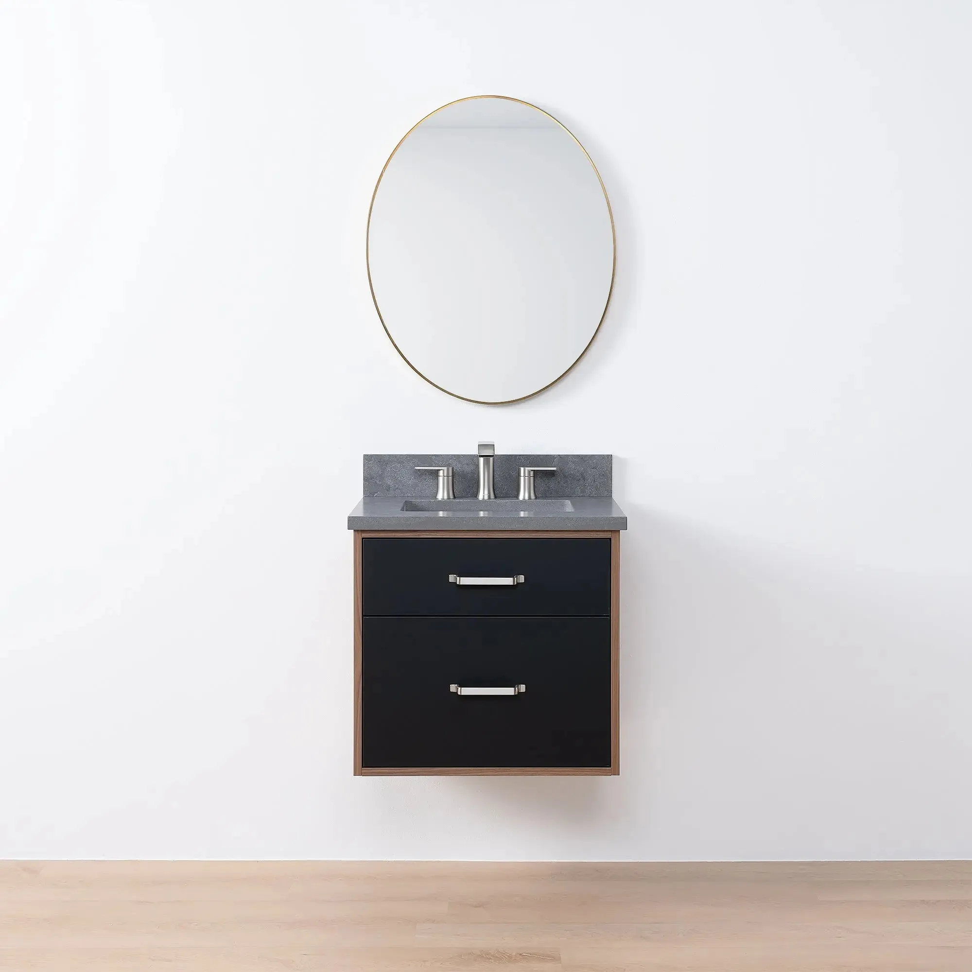 Sidney SLIM 24" Wall Mount Matte Black Bathroom Vanity