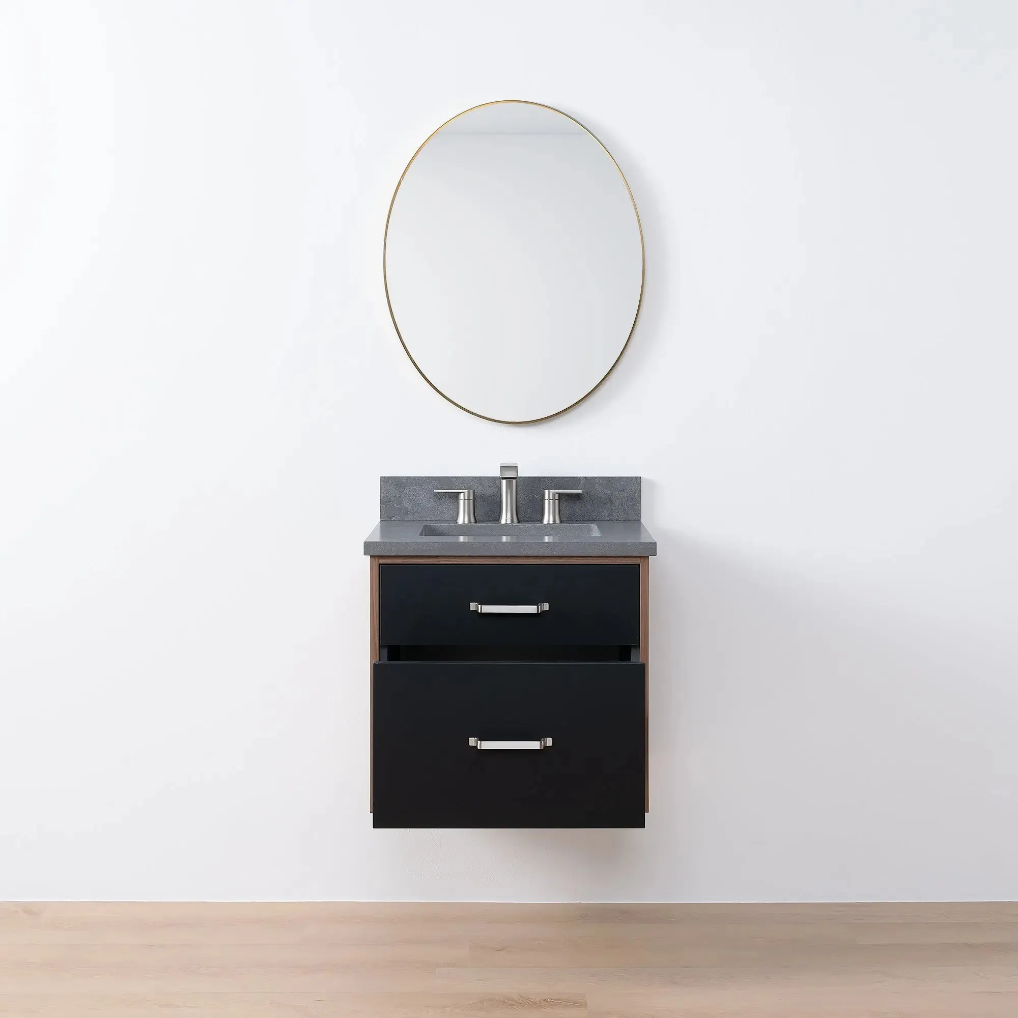 Sidney SLIM 24" Wall Mount Matte Black Bathroom Vanity