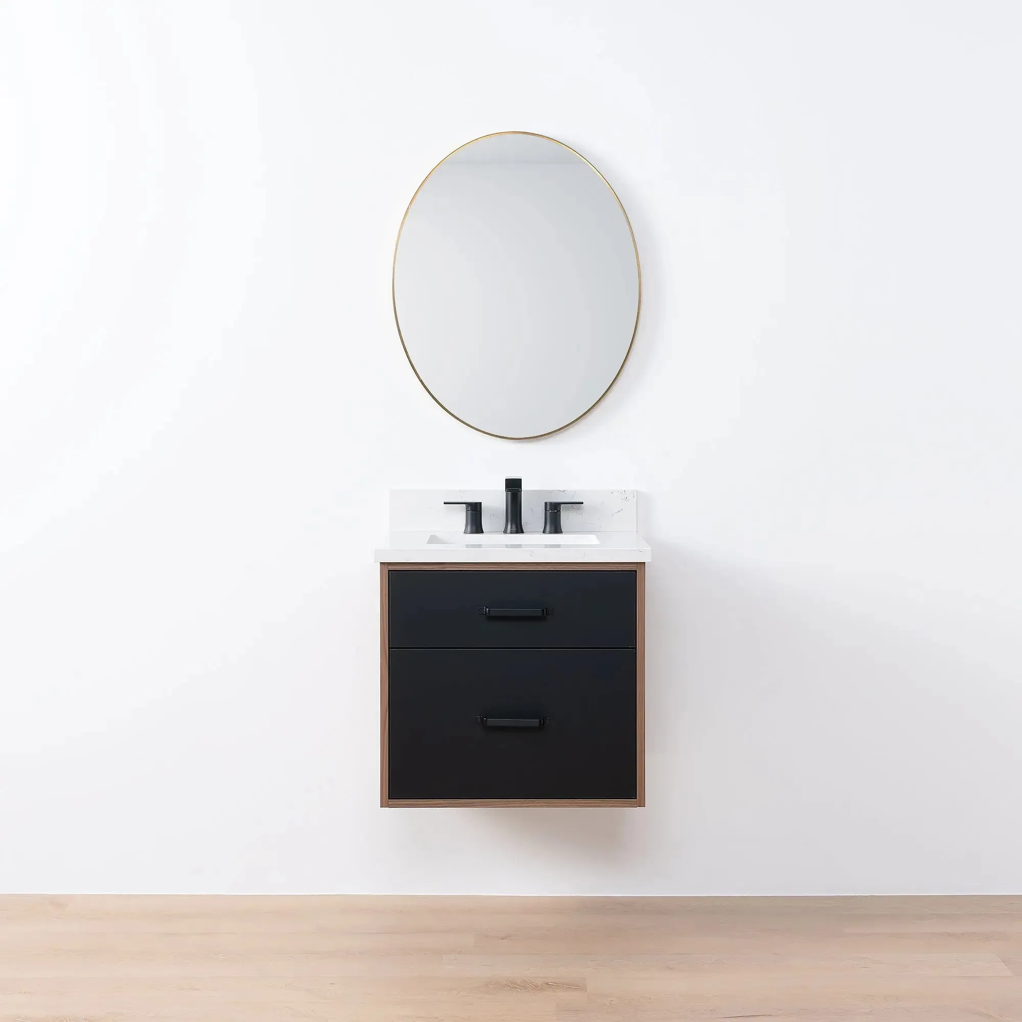Sidney SLIM 24" Wall Mount Matte Black Bathroom Vanity