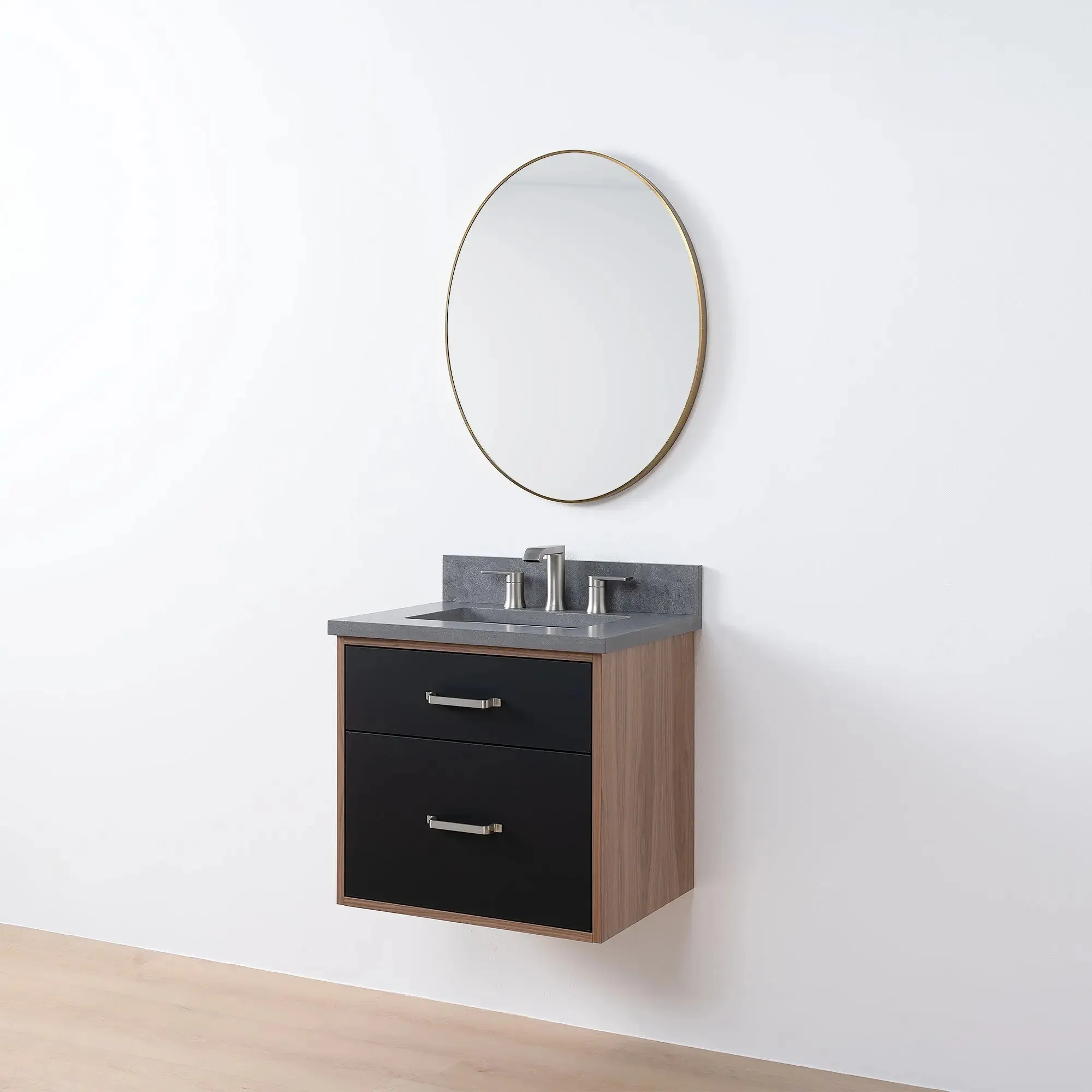 Sidney SLIM 24" Wall Mount Matte Black Bathroom Vanity