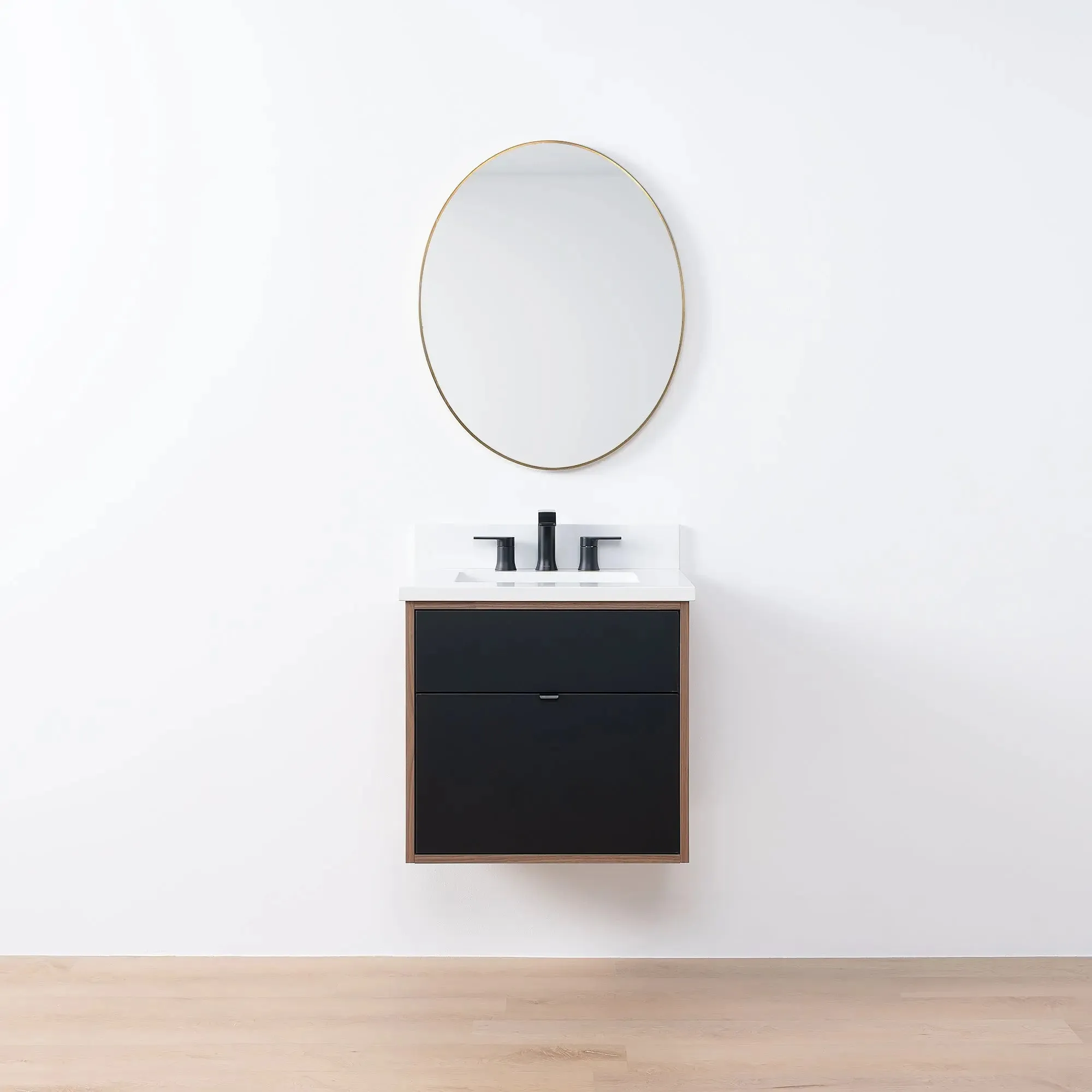 Sidney SLIM 24" Wall Mount Matte Black Bathroom Vanity