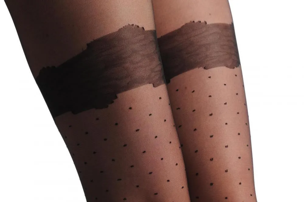 Small Black Dots & Faux Flower Lace Garter