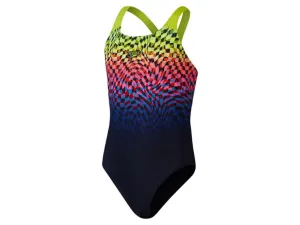 Speedo Digital Placement Powerback Girls Swimsuit (Black/Pink)