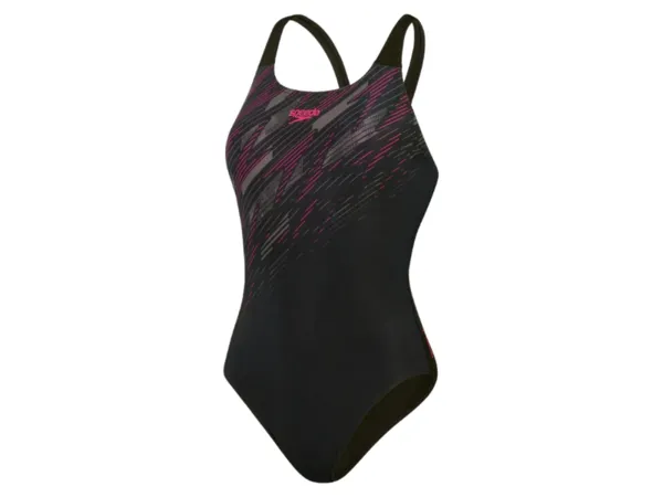 Speedo  HyperBoom Placement Muscleback Ladies Swimsuit (Black/Electric Pink/USA Charcoal)