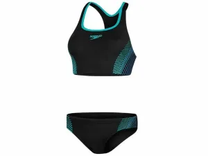 Speedo Placement Racerback Ladies Bikini (Black/Green)