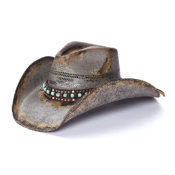 Stampede Straw Western Hat - The Teal Stone
