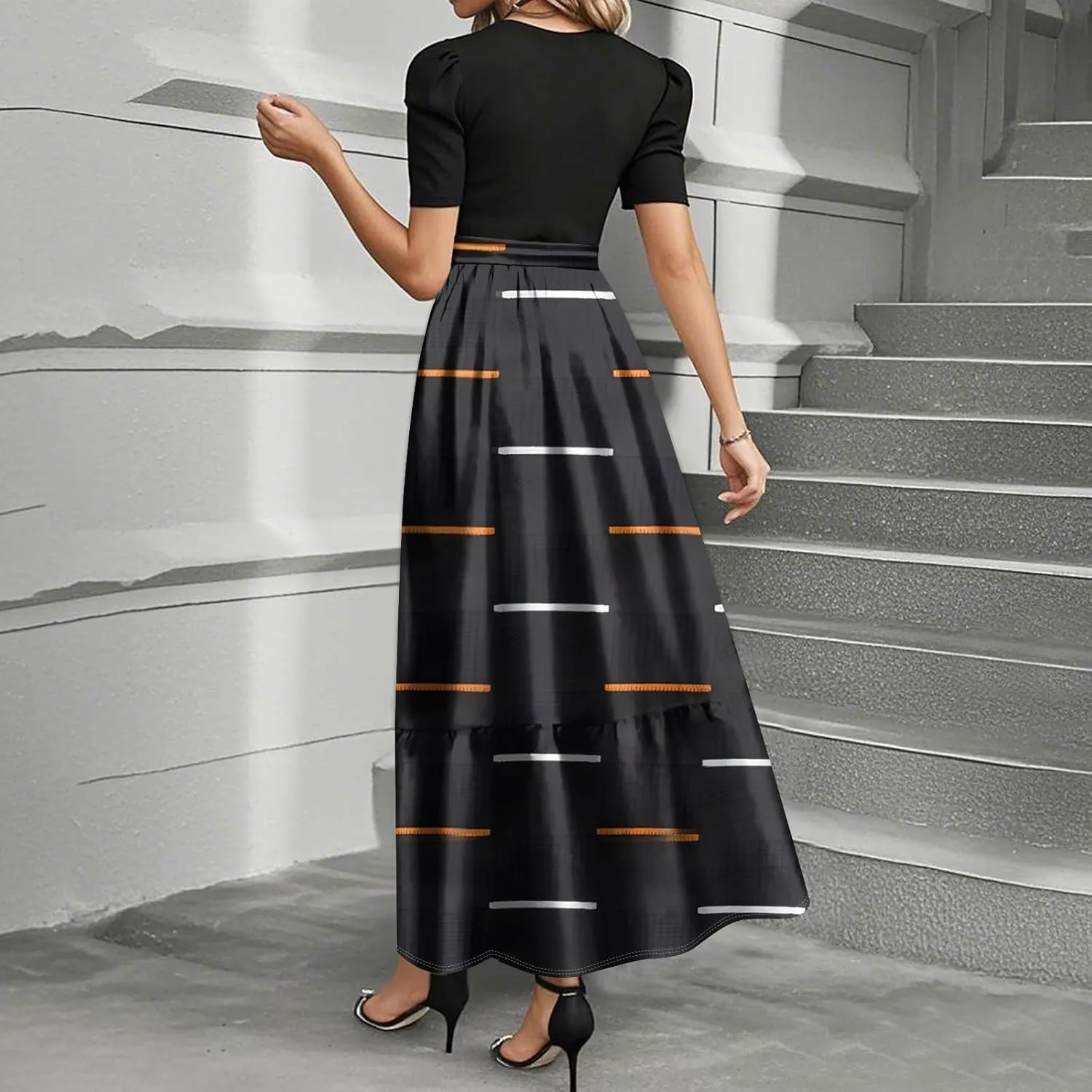 Summer Beach Vacation Clothes Spring Dresses for Women 2025 Short Sleeve Elegant Tie Waist Flowy Maxi Dress
