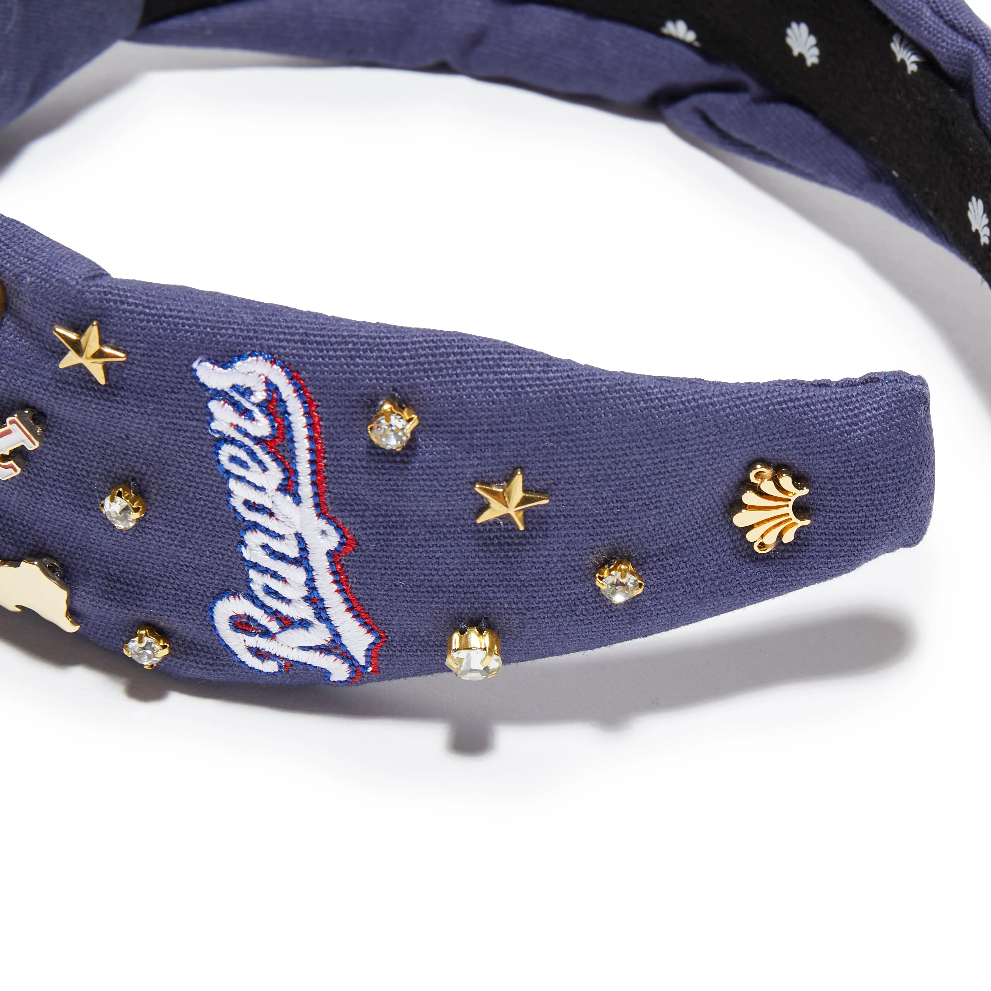 TEXAS RANGERS LELE SADOUGHI / MLB NAVY EMBELLISHED KNOTTED HEADBAND