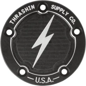 Thrashin Supply Co. Points Covers, Dished, Black, Fits 99-17 Twin Cam