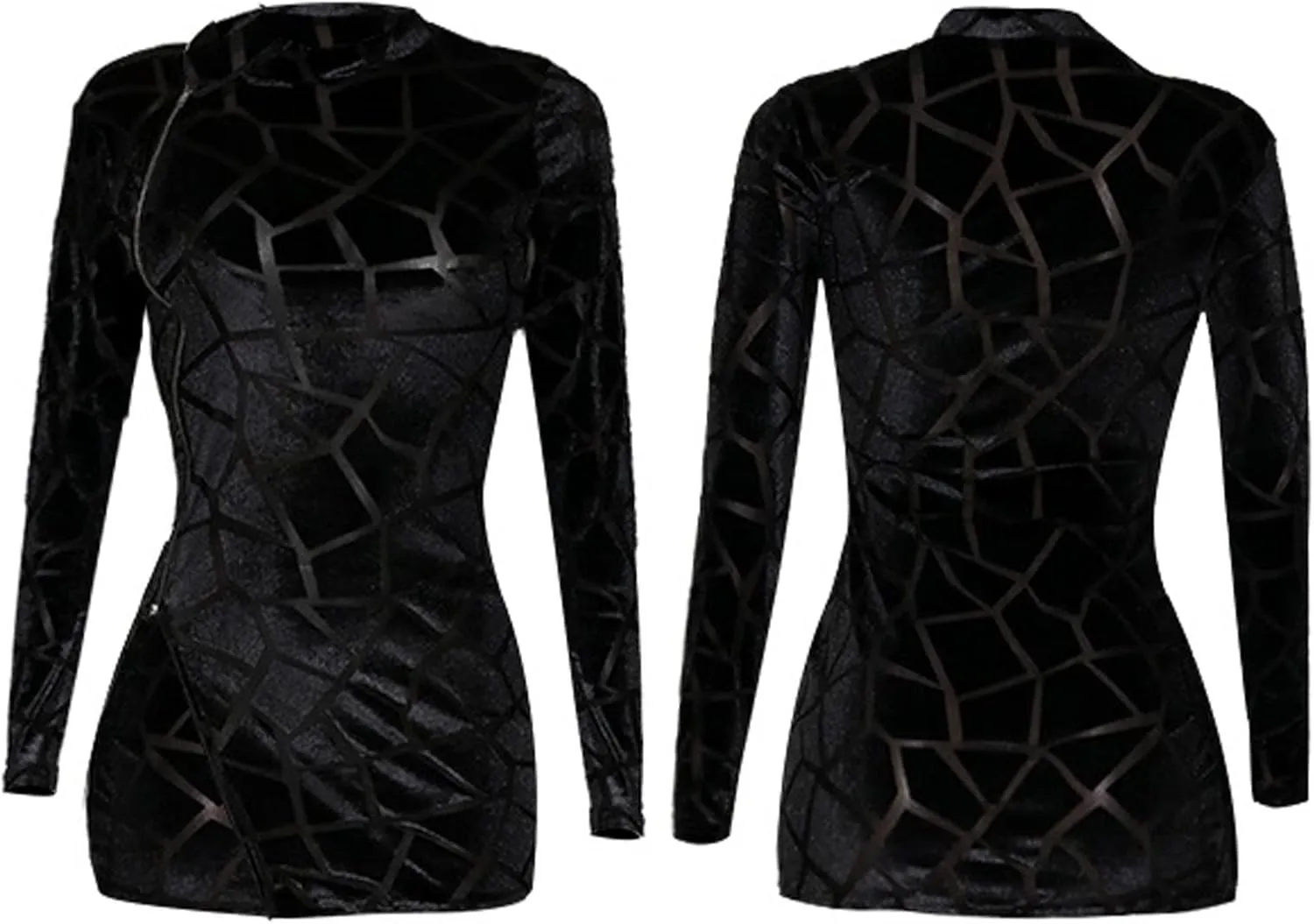 Uni Clau Women Sexy Sheer Mesh Boydcon Midi Dress See Through Printed Long Sleeve Midi Skinny Clubwear Party Dress