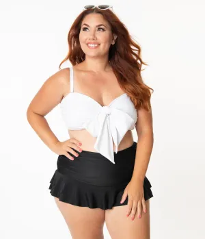 Unique Vintage Plus Size White Bow Rialto Bikini Top