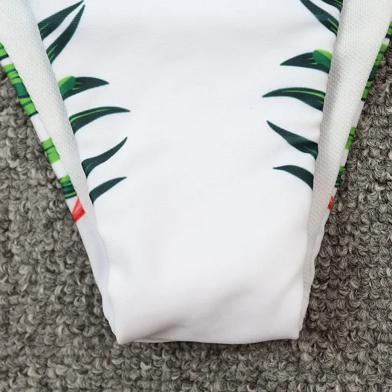 Upopby Long Sleeve Surfing Swimsuit High-cut Two-Piece Swimsuit