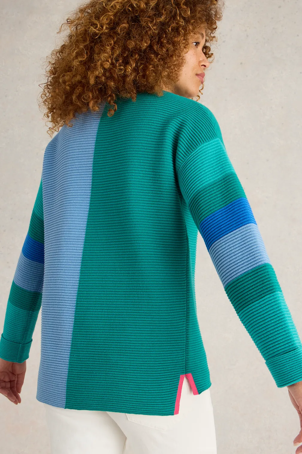 White Stuff Jana High Neck Jumper in Teal Mlt