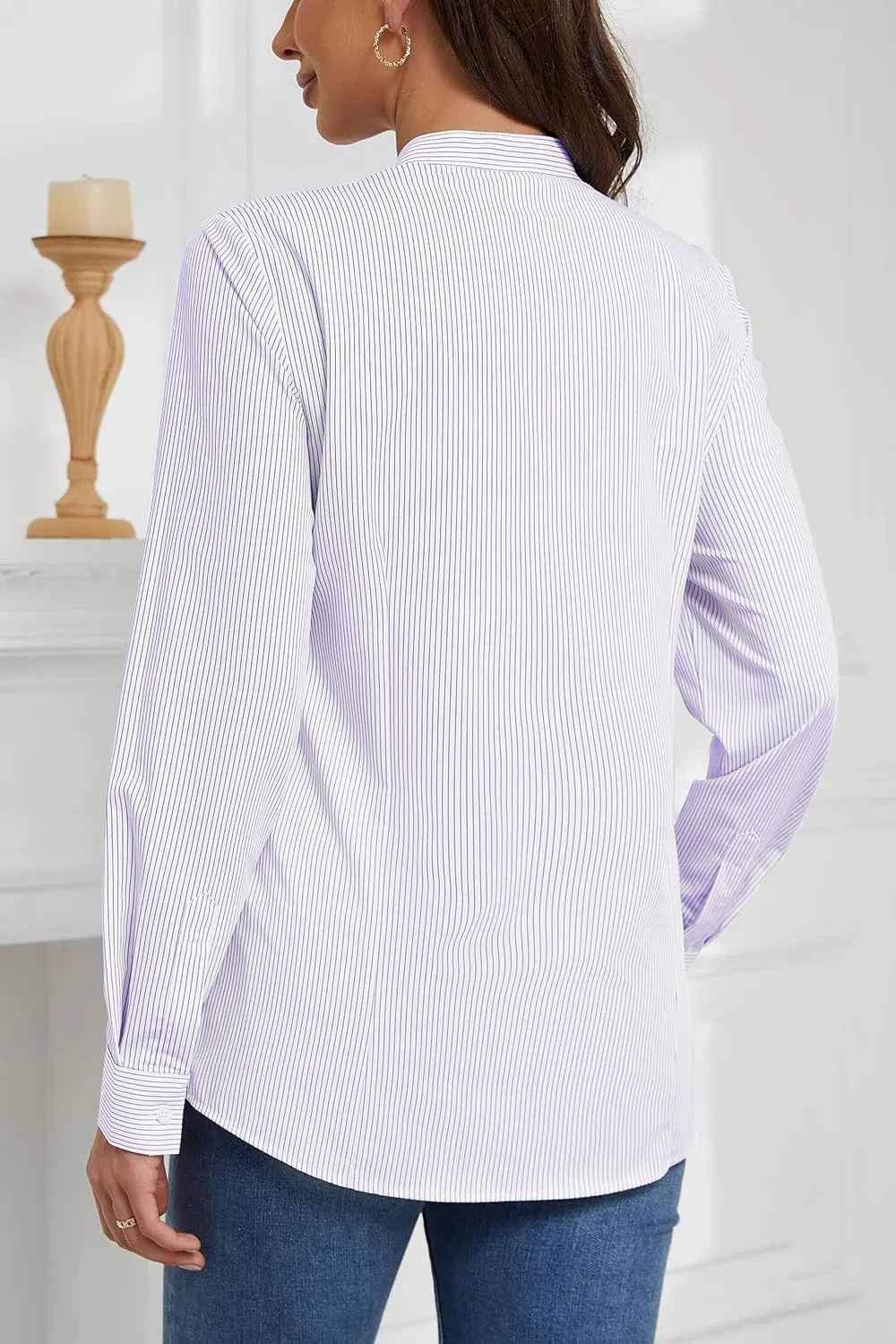 Women's Basic Button Down Shirts Business Casual Tops Collar Work Wear Dress Shirt Slim Fit Blouse