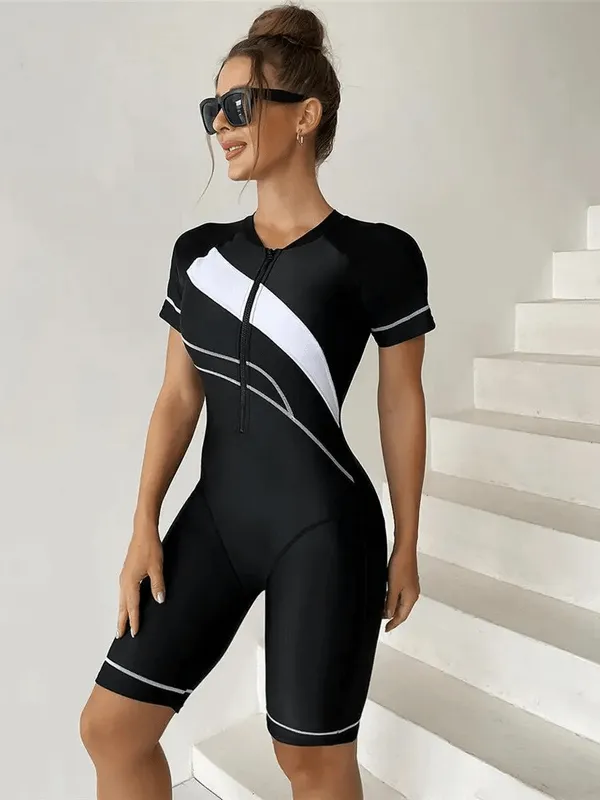 Women's Beach Sports One Piece Swimsuit with Zipper - SF1583