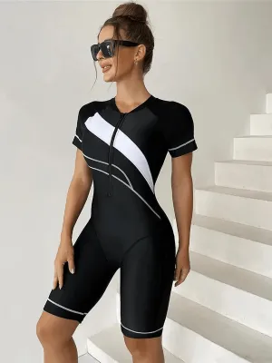 Women's Beach Sports One Piece Swimsuit with Zipper - SF1583