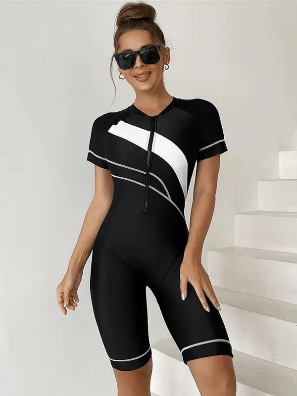 Women's Beach Sports One Piece Swimsuit with Zipper - SF1583