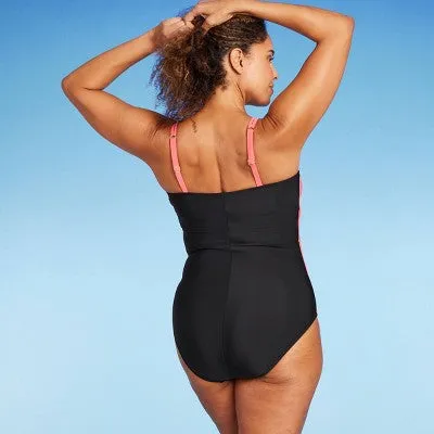 Women's High Neck Keyhole Wrap One Piece Swimsuit