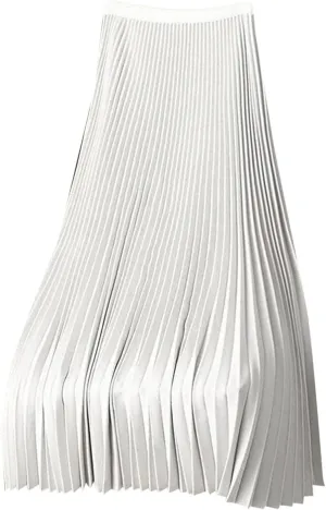 Women's Satin Metallic Pleated Skirt High Waist Flare Swing A Line Flowy Midi Long Casual Summer Party Skirt
