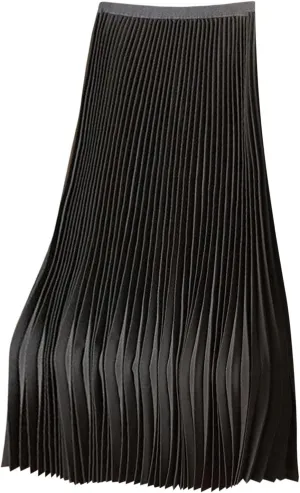 Women's Satin Metallic Pleated Skirt High Waist Flare Swing A Line Flowy Midi Long Casual Summer Party Skirt