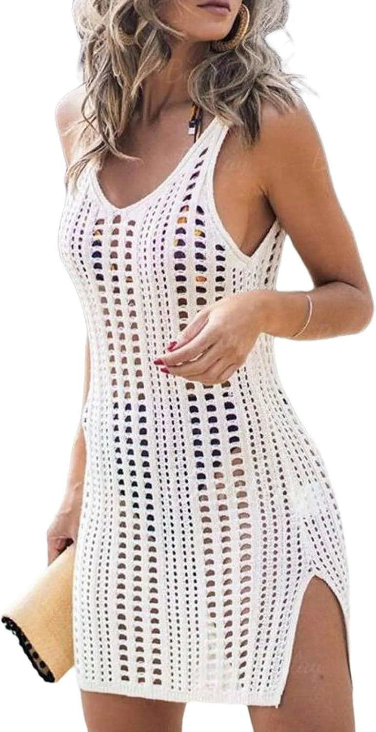 Womens Swimsuits Cover Ups Crochet Bathing Suit Bikini Coverup Hollow Out Dresses Beach Swimwear