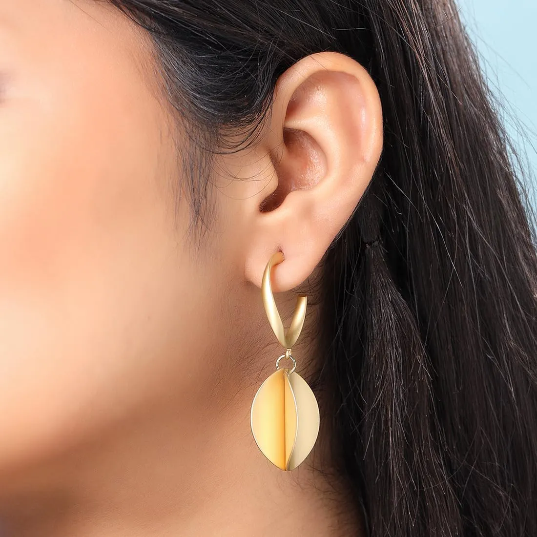 Yellow Chimes Earrings for Women and Girls Fashion Golden Hoop Earrings for women | Gold Plated Dual Layered Disc Drop Hoop Earrings | Birthday Gift for Girls and Women Anniversary Gift for Wife