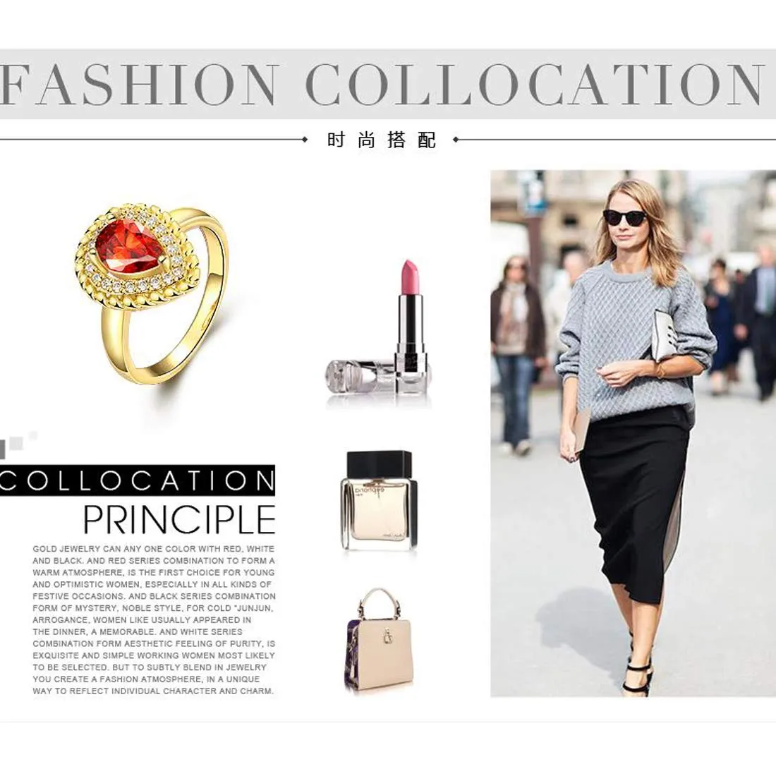 Yellow Chimes Fashion Collection Red Drop Crystal Alloy Zircon Gold-Plated Plated Ring for Women & Girls