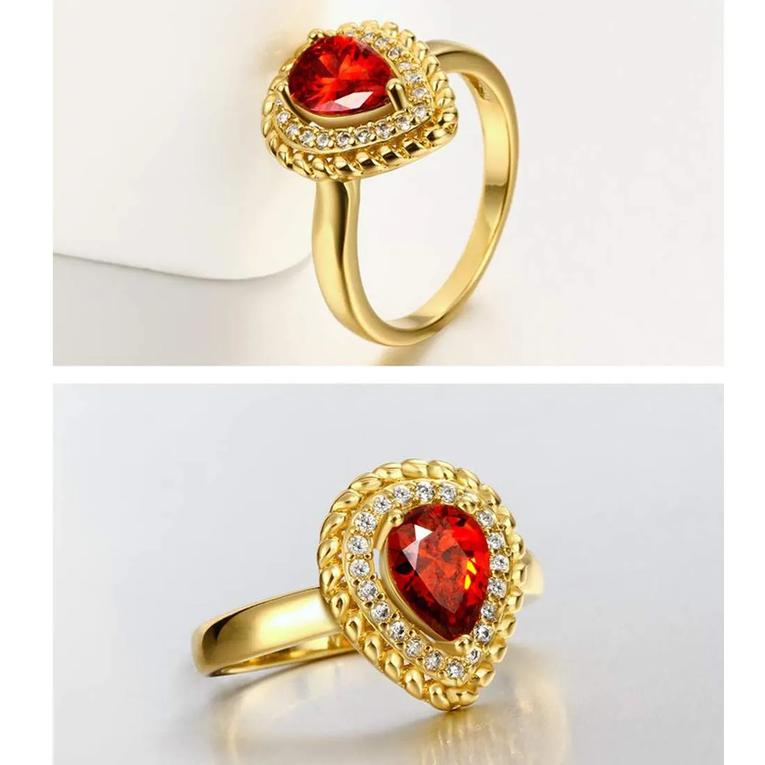 Yellow Chimes Fashion Collection Red Drop Crystal Alloy Zircon Gold-Plated Plated Ring for Women & Girls